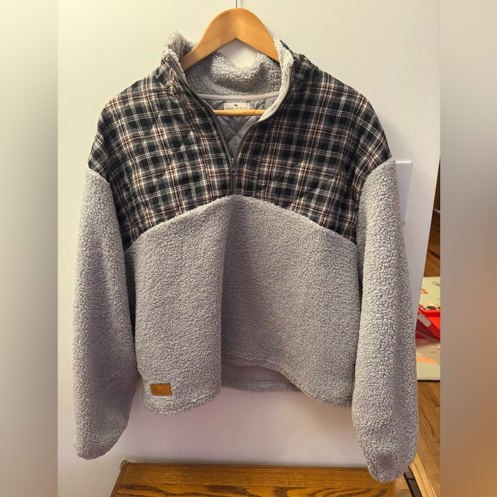 Simply Southern Outdoorsy Quarter-Zip Cloud Cropped Pullover- Size XXL